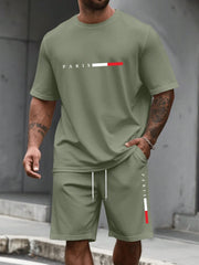 Men's Tracksuit 2 Piece O-neck Short Sleeve Shirt Shorts Set Men's Running Suit Plus Size T Shirts Man Clothing Summer T-shirt