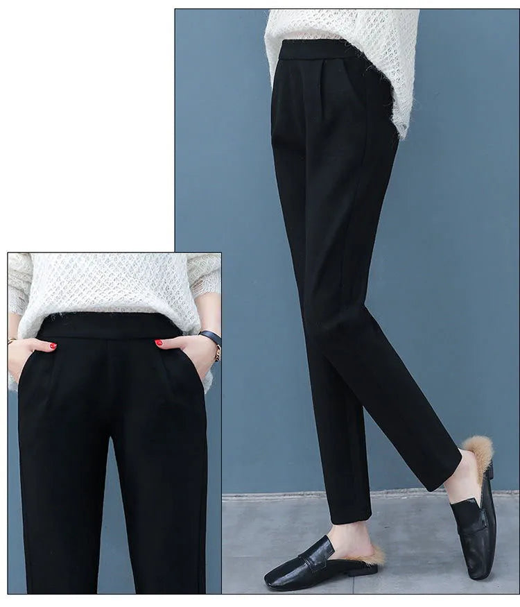 High Waist Woolen Harem Pants