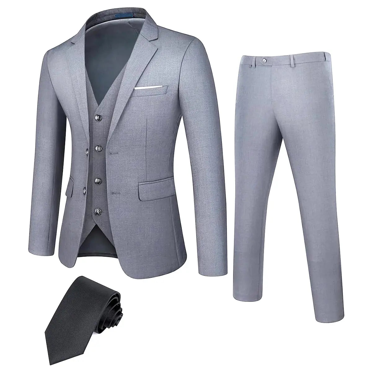 Men’s Regular-Fit Formal Suit Set – Tuxedo Jacket & Trousers