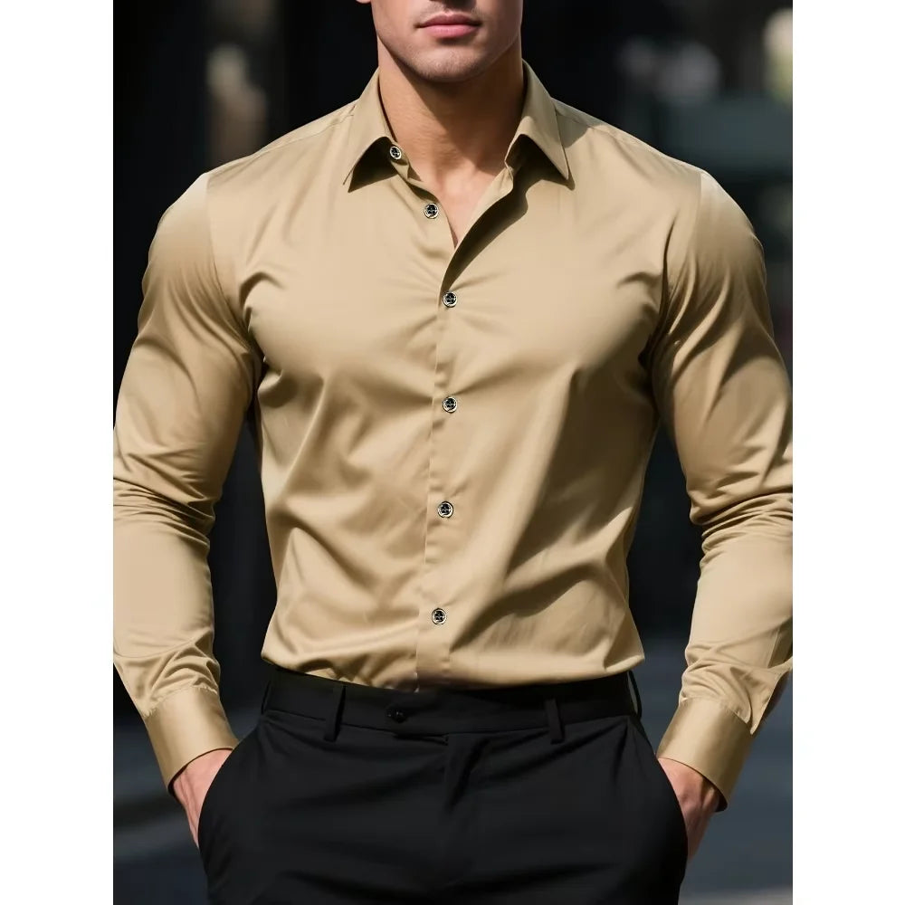 Smart Casual Elastic Shirt Men
