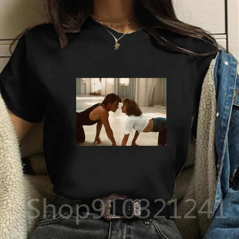 Women's Tshirt Dirty dancing Printing Graphic Aesthetic O Neck Girls Short Sleeve Print Vintage Y2k T Shirt Female Funny Tops