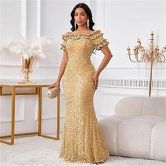 Elegant Off Shoulder Evening Gown, Party Cocktail Dress for Dinner Banquet