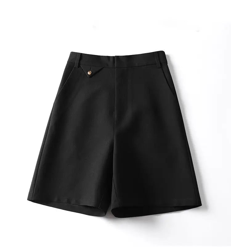 Suit Shorts Women's Summer New High-waist Slim Mid-pants A-line Wide-leg Pants