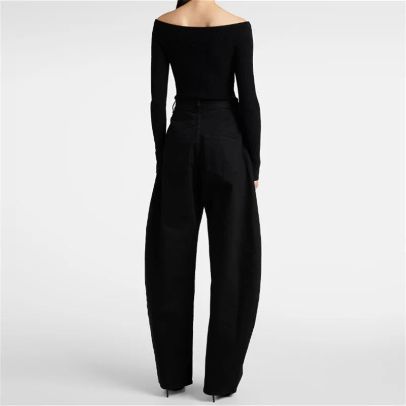 High Waist Straight Denim Pants