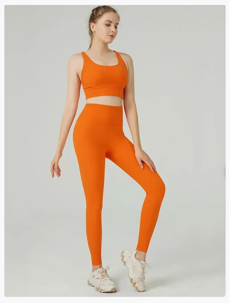 Women's Yoga Set Workout Set 2 Piece High Waist Yoga Leggings Sports Bra Gym Suit Activewear Sports Fitness Set Sports Suit