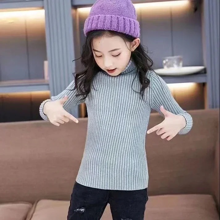 New Sweater Kids Sweaters Autumn Girls Turtleneck Sweaters 1-9Yrs Baby Boys Pullover Winter Knitted Bottoming Boys Sweaters