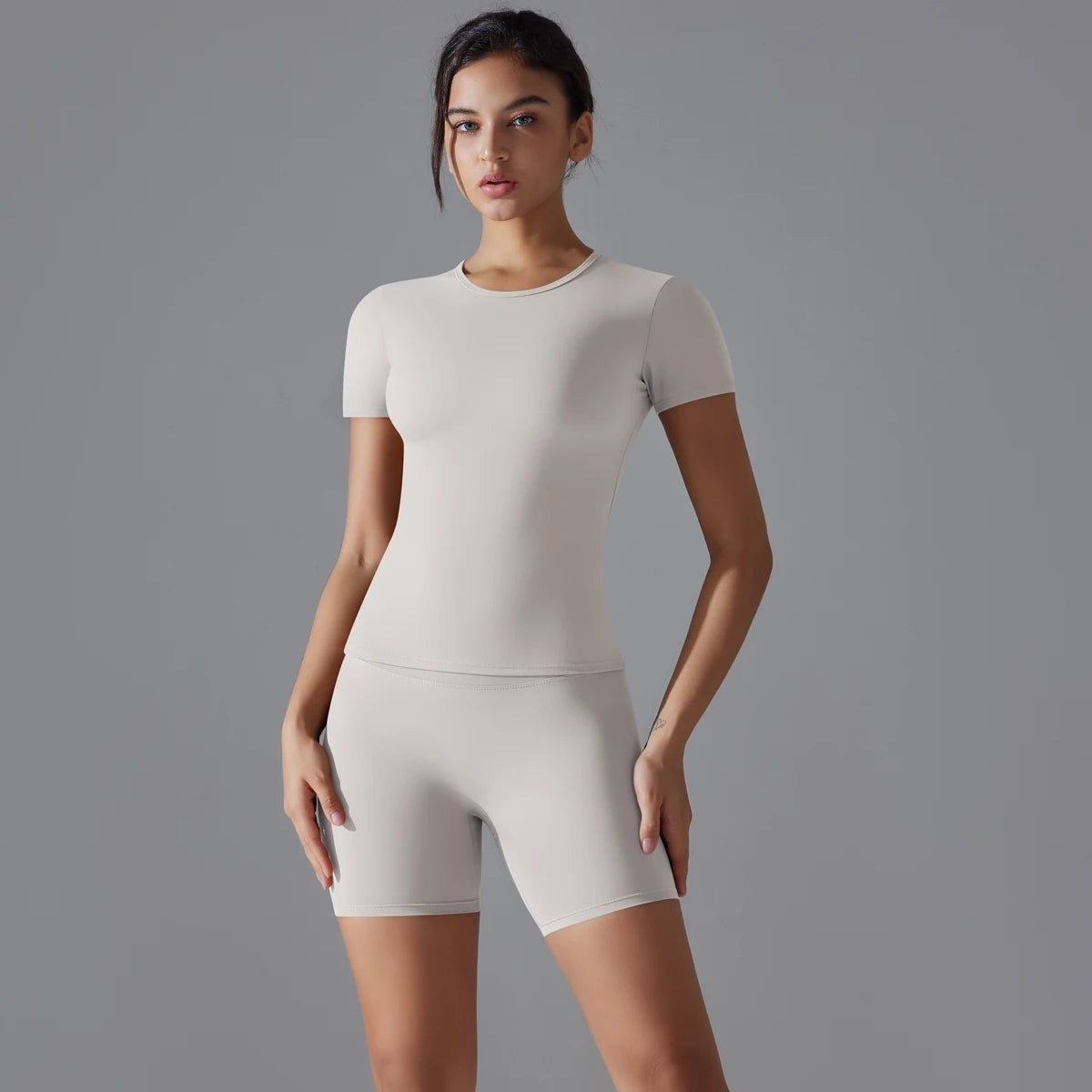 Yoga Set Women Sports Short Sleeve Top With High Waist Leggings Running Jogging Workout Workout Clothes Sports Fitness Gym Sets