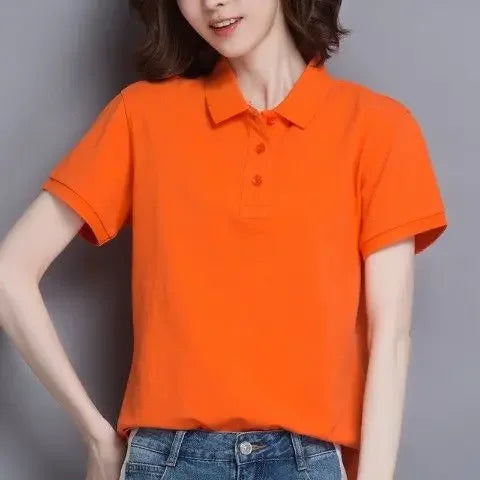 Minimal Button Polo Tee Women