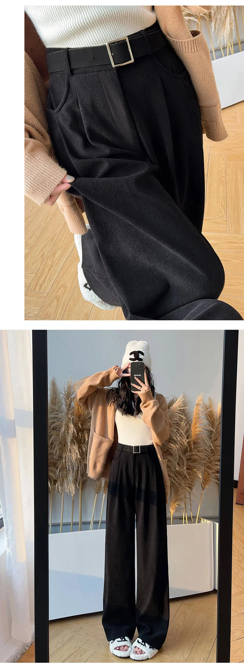 Women's Pants Autumn Winter Corduroy High Waist Wide Leg Pants for Women Casual Trousers Female Straight Pants Women Clothes New