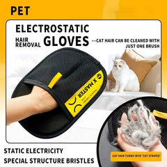 Pet Cats Hair Remover Gloves Electrostatic For Dogs Reusable Washable Grooming Glove With 2-In-1 Lint Roller Brush