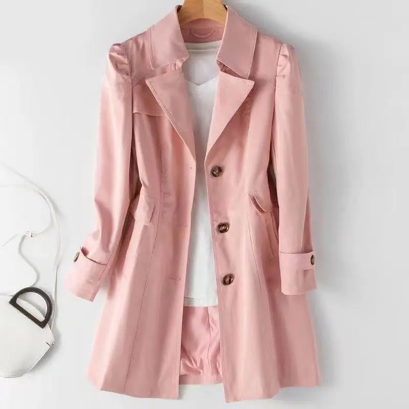 Slim Double Breasted Long Trench