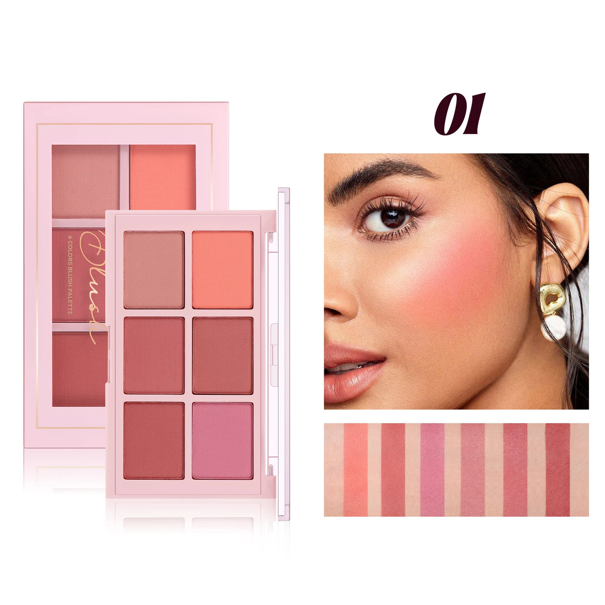 Matte Blush Palette Highly Pigmented Long Lasting Face Makeup Natural Finish Brighten Skin Contour Highlight Powder