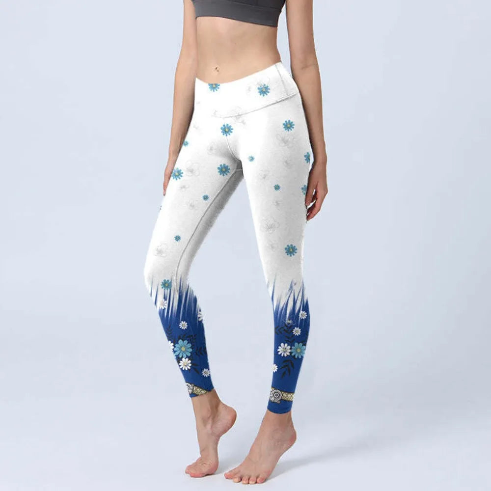 High Waist Yoga Leggings Japanese Style Cherry Blossom Botanical Print Soft Tights Women Fitness Gym Yoga Running Sports Wear
