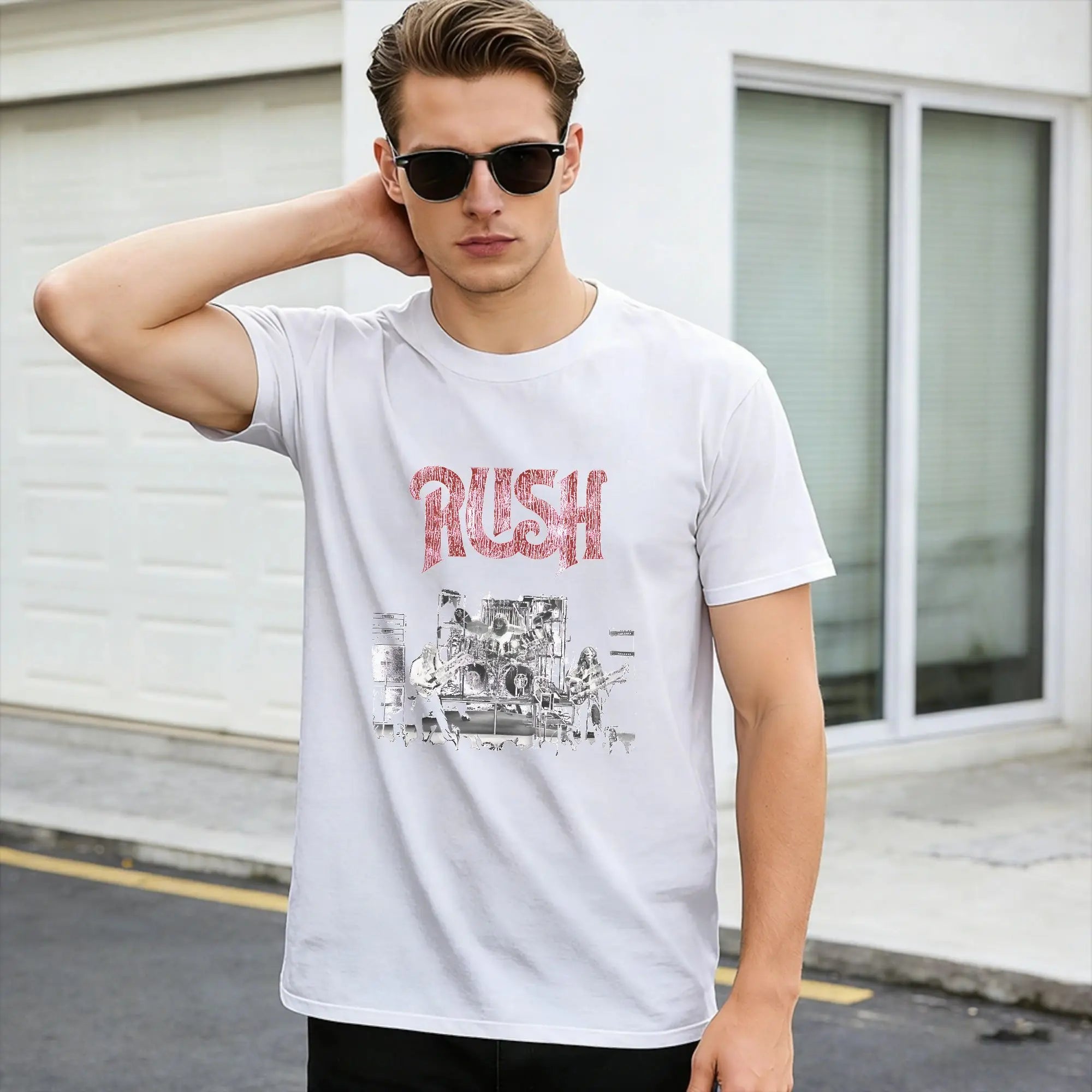 Men T Shirt Rush Band T Shirts Trendy Cool  Summer Tees Awesome Pure Cotton Clothing Birthday Gift,