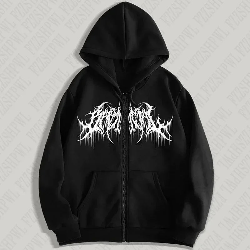 Y2K hoodie, men, clothes with graphic prints, hip hop style, gothic, gothic, long sleeves, winter, high street