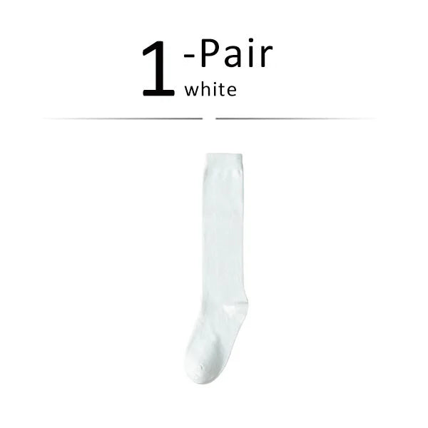 Solid Cotton Thigh High Socks