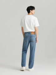 Men's Jeans Casual Straight Stretch Fashion Classic Blue Black Work Denim Trousers Male Brand Clothing