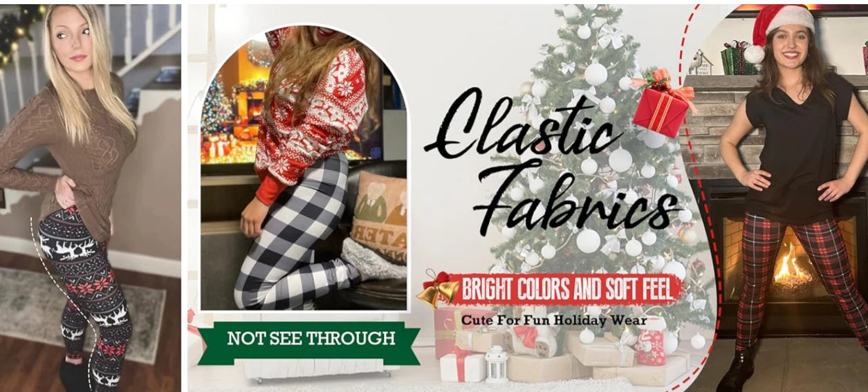 Christmas Leggings  Fashion Milu Deer Printing Festival Ultra Soft Brushed Pants Ankle Length Black Deals