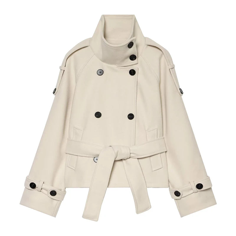 New Women's Jackets & Coats Autumn 2026 Fashion Loose Belt Elegant Turtleneck Warm Winter Jackets Women's Chic Youth Street Coat