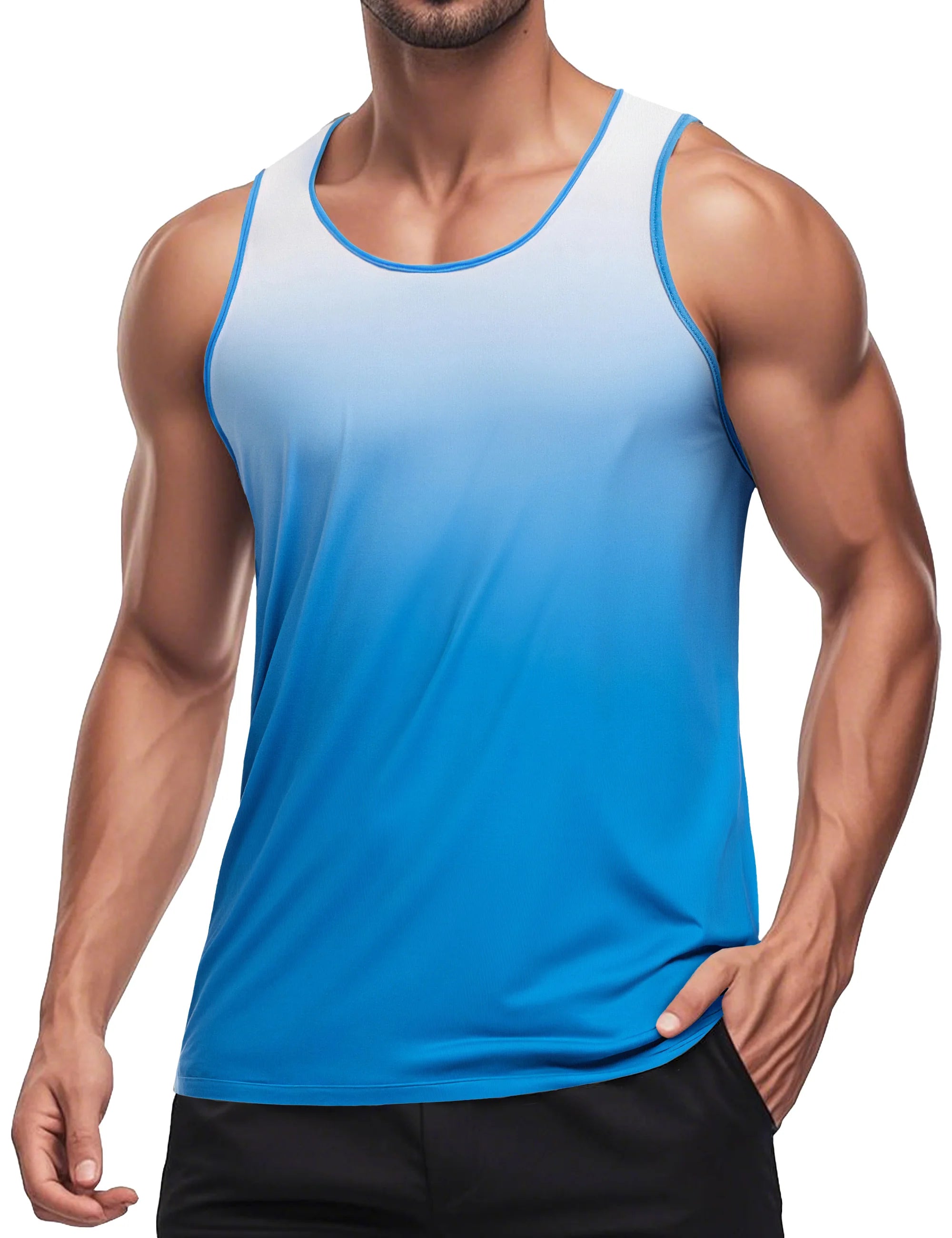 TACVASEN Men's Muscle Tank Top Quick Dry Sleeveless Workout Gym Shirt Athletic Running Fitness Lightweight Stretch Summer Top