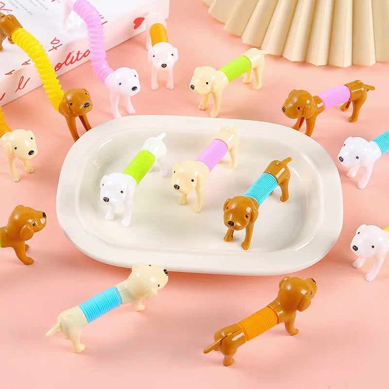 10Pcs Stretchable Dog Stress Relief Pop Tubes Toy Kids Birthday Party Favors Pinata Filler Telescoping Sensory Squeeze Toy