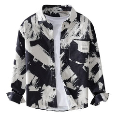 High-quality long-sleeved shirt for new autumn fashion, trendy brand, handsome business style, textured striped shirt, slim fit