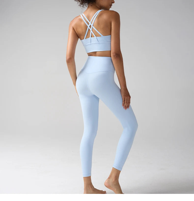 Women's Yoga Set Workout Set 2 Piece High Waist Yoga Leggings Sports Bra Gym Suit Activewear Sports Fitness Set Sports Suit