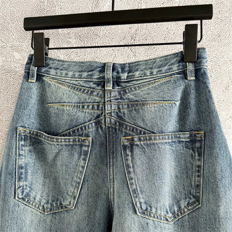 High Waist Straight Denim Pants