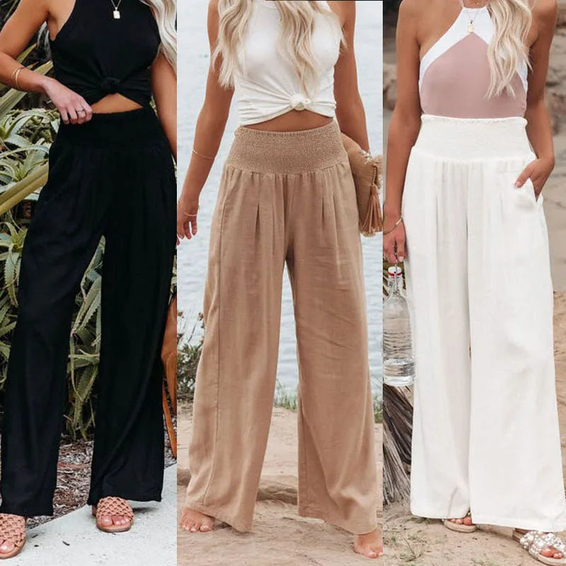 Drawstring Beach Wide Leg Pants