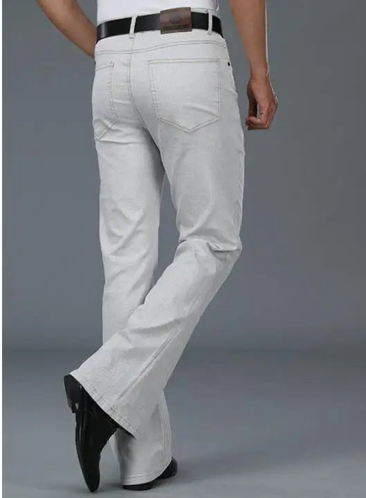 Men's Beige Loose Jeans Fashion Denim Pants For Men Casual Wide Leg Trousers Flared Jeans