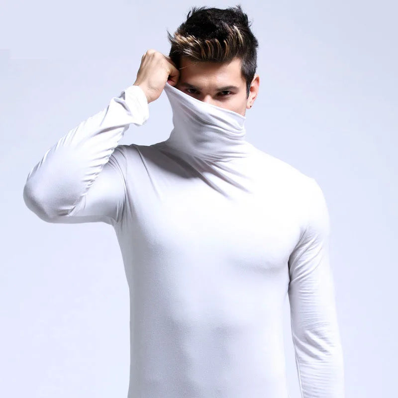 Slim Black Turtleneck Tee Men