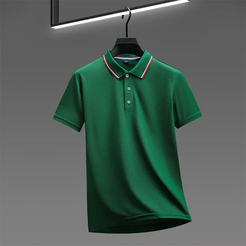 Men's Casual Solid Color Short Sleeve Polo Shirt  Summer Fashionable Comfortable Versatile Top for Men