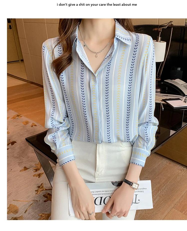 Fashion ladies shirts New elegant Women Blouses Long Sleeve Button-Down Tops blusa mujer