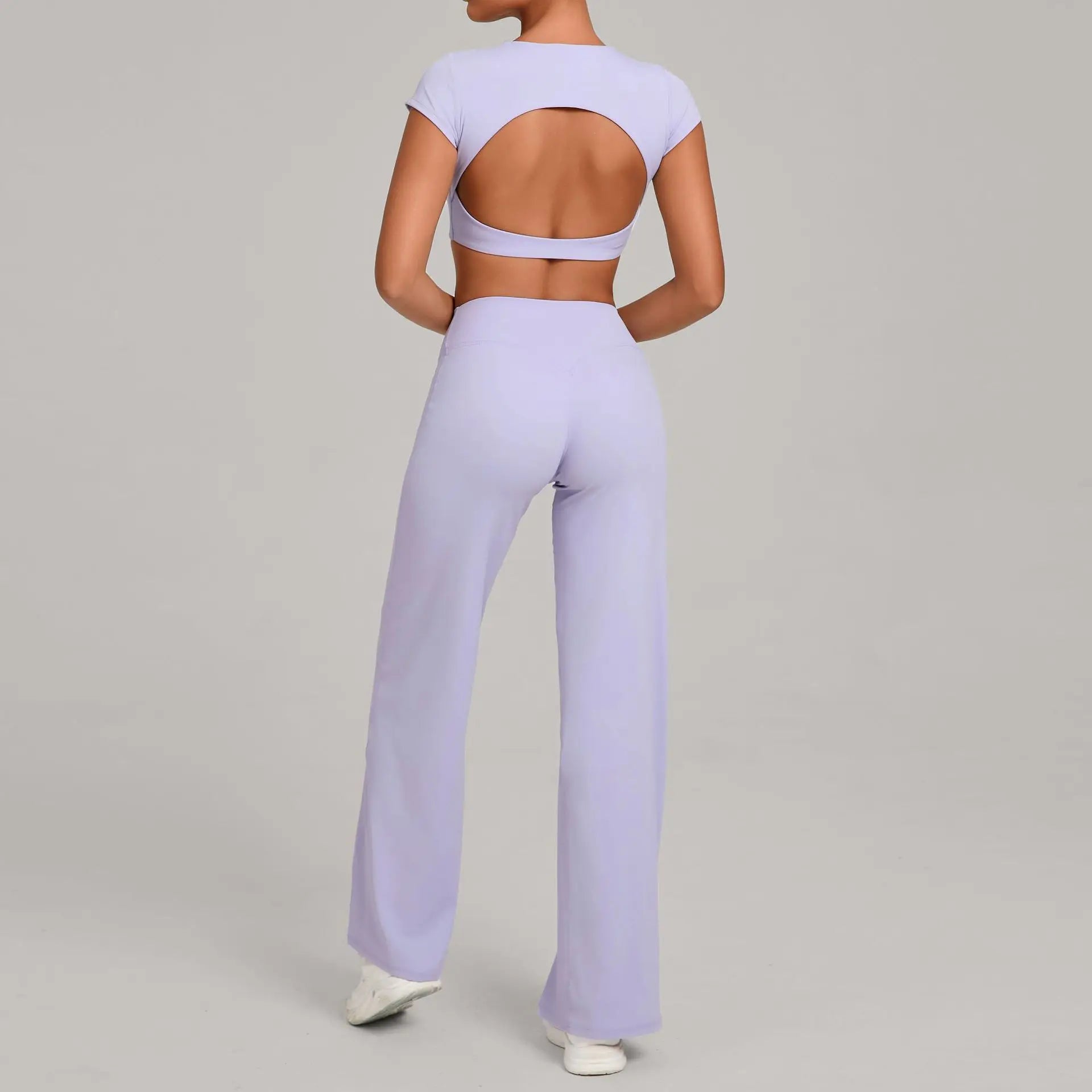 2PCS Yoga Set Women Yoga Pant Workout Tracksuit Sportswear Gym High Waist Straight Leg Bottoms Fitness Bta Sports Suit XP01