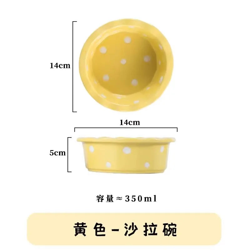 Ceramic Polka Dot Pet Bowl