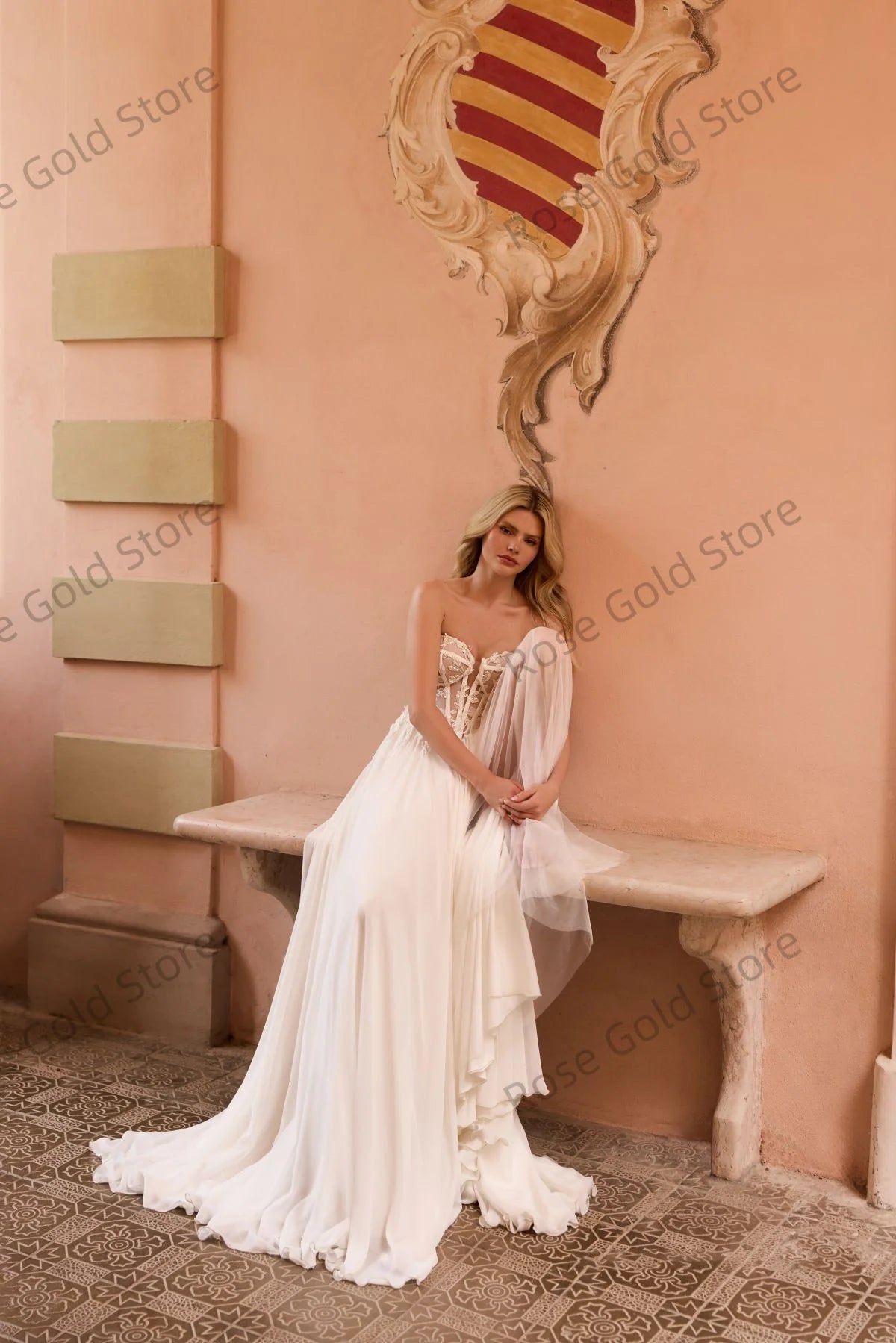 Elegant Boho Sweetheart Wedding Gown