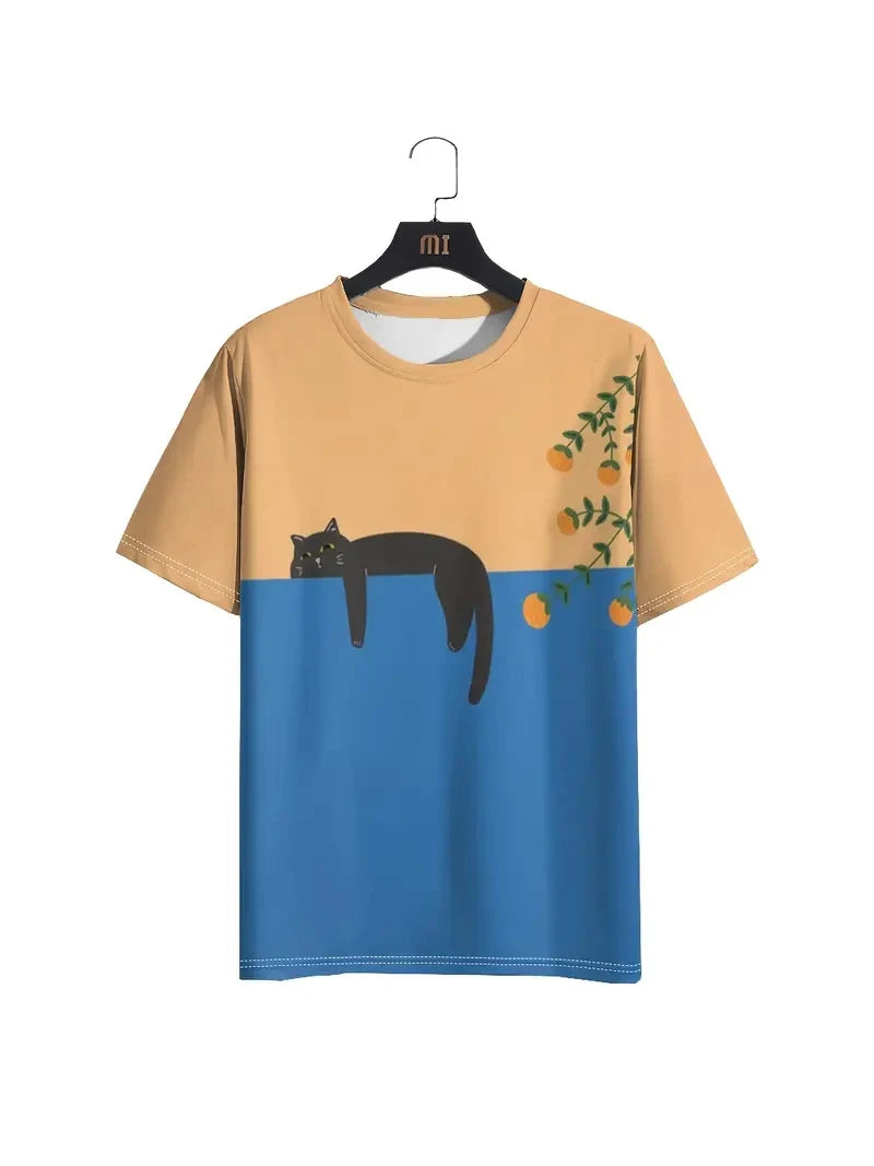 Y2K Anime Cat Printed Tee