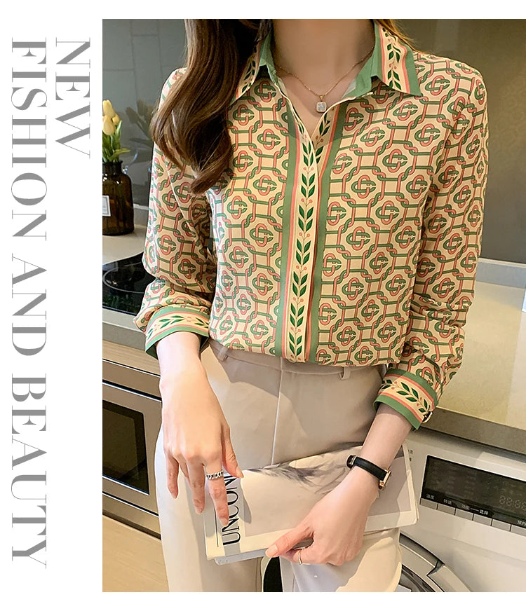 Fashion ladies shirts New elegant Women Blouses Long Sleeve Button-Down Tops blusa mujer