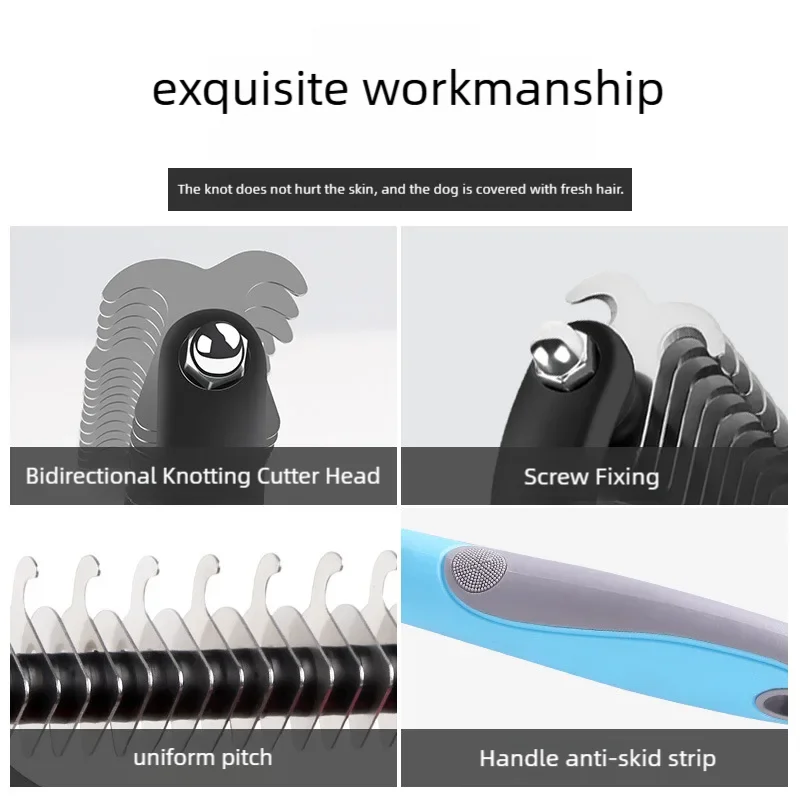 Pet Deshedding Brush Double Sided Pet Grooming Tool for Shedding and Dematting - Stainless Steel Dog Comb with Effective Results