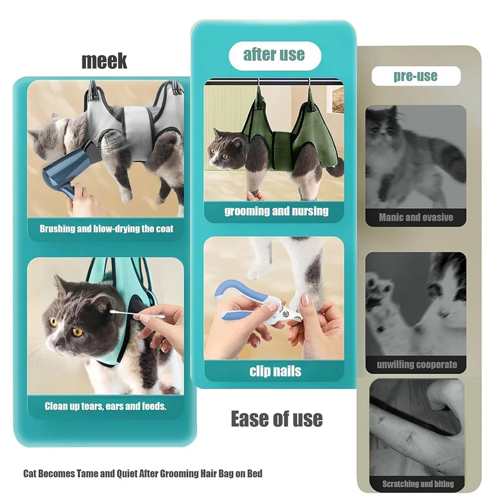 Pet Grooming Hammock Cat Dog Nail Clipper Fixer Teddy Hook Type Feeding Anti-scratch Artifact Restraint Bag Pet Accessories
