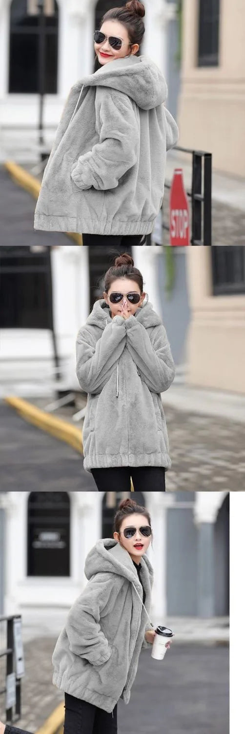 Plush Hooded Flannel Winter Jacket