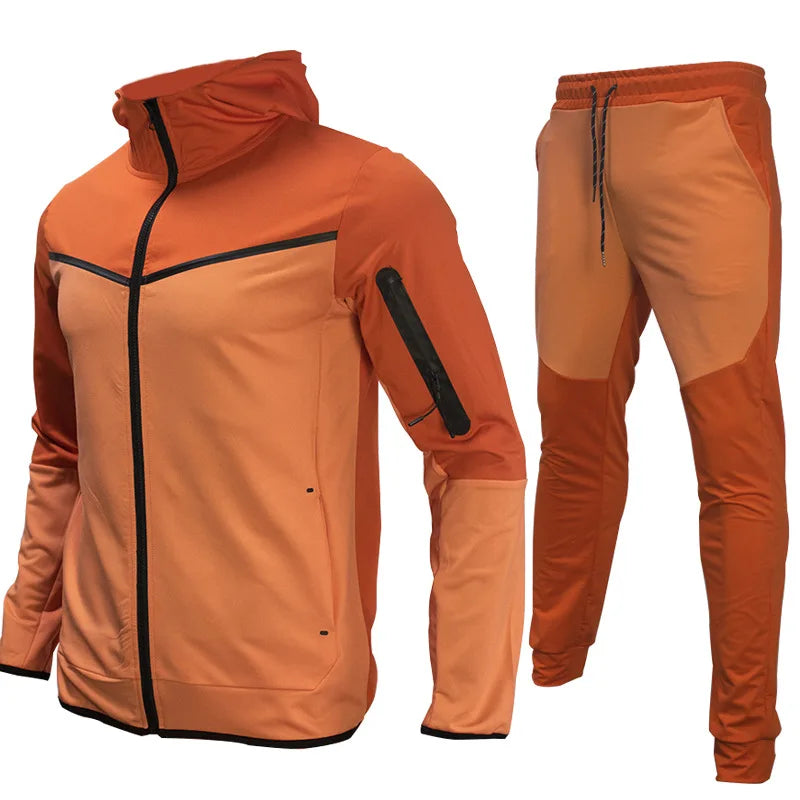Luxury Brand Men Tracksuits 2-piece Set Black Sports Suit Tracksuits Jogging Men's Clothing Sweatpants Zip Sweatshirts Techwear