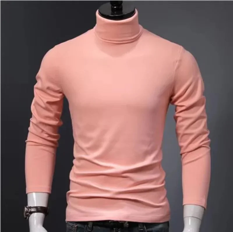 Autumn Winter Mens Turtleneck Sweaters Casual Thermal Long Sleeve Slim Fit Pullovers Stretch Basic Tops Sweatshirt Jumper TShirt