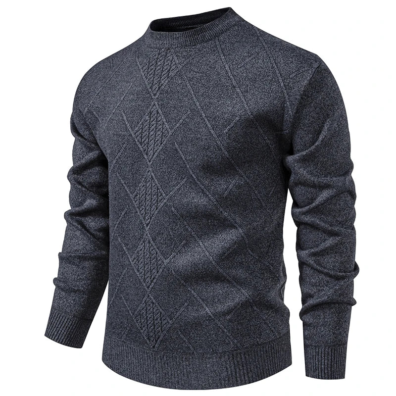 New Sweater Men Casual Knitted Pullover Solid Color Warm Regular Fit Round Neck Sweater Pullovers Mens Sweatwear