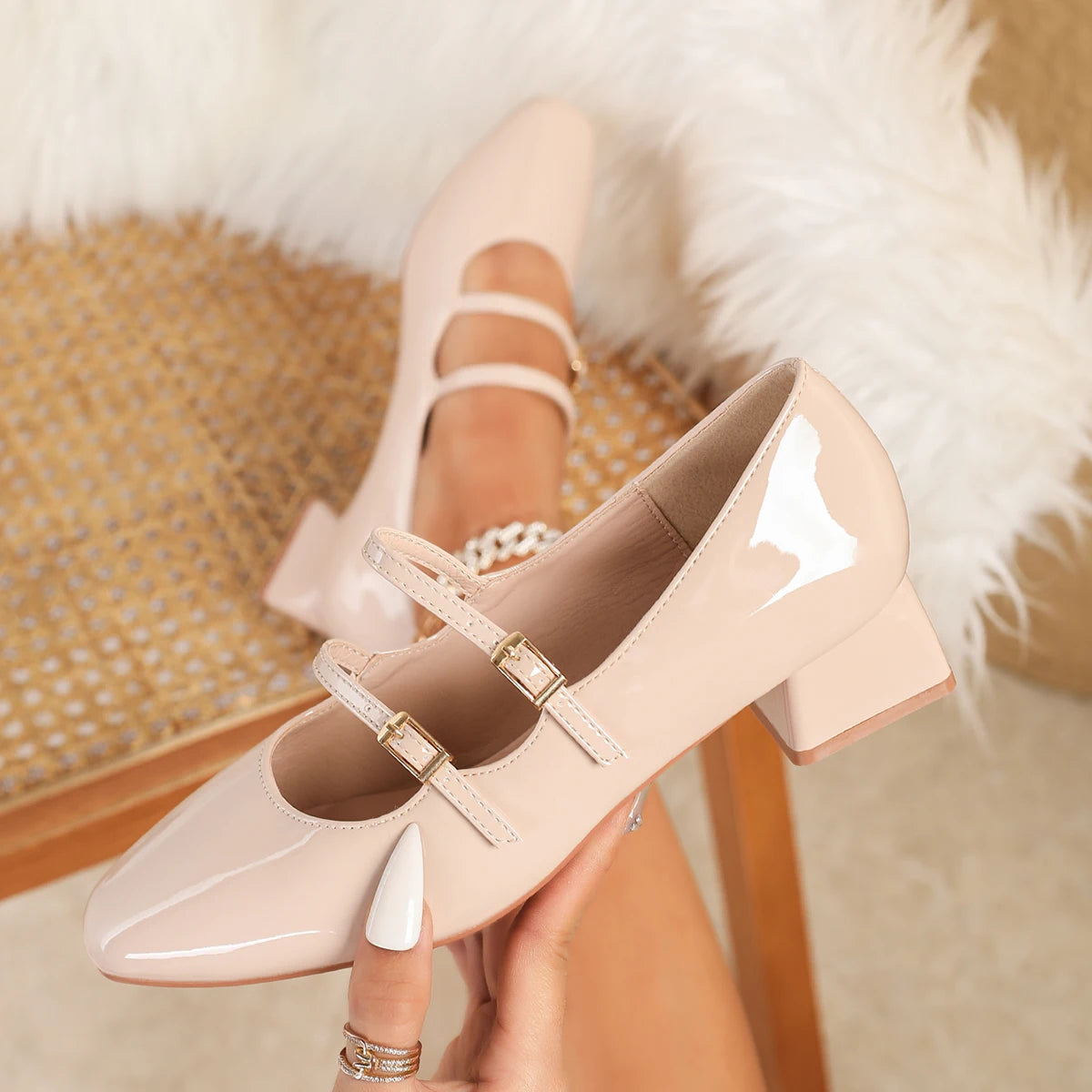 Women Patent Leather Mary Jane Pumps