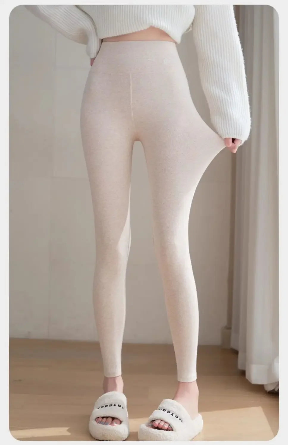 Pure Cotton Leggings Women Autumn Large Size High Waist Tight Nine-point Thickened Small Feet Make Them Look Slim Warm Pants