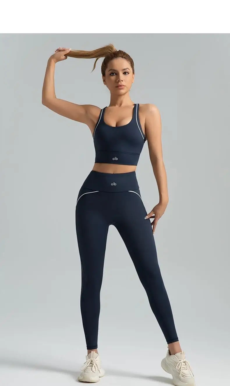 Women's set, slim fit yoga set, high-intensity exercise set, high elasticity, breathable fitness yoga suit