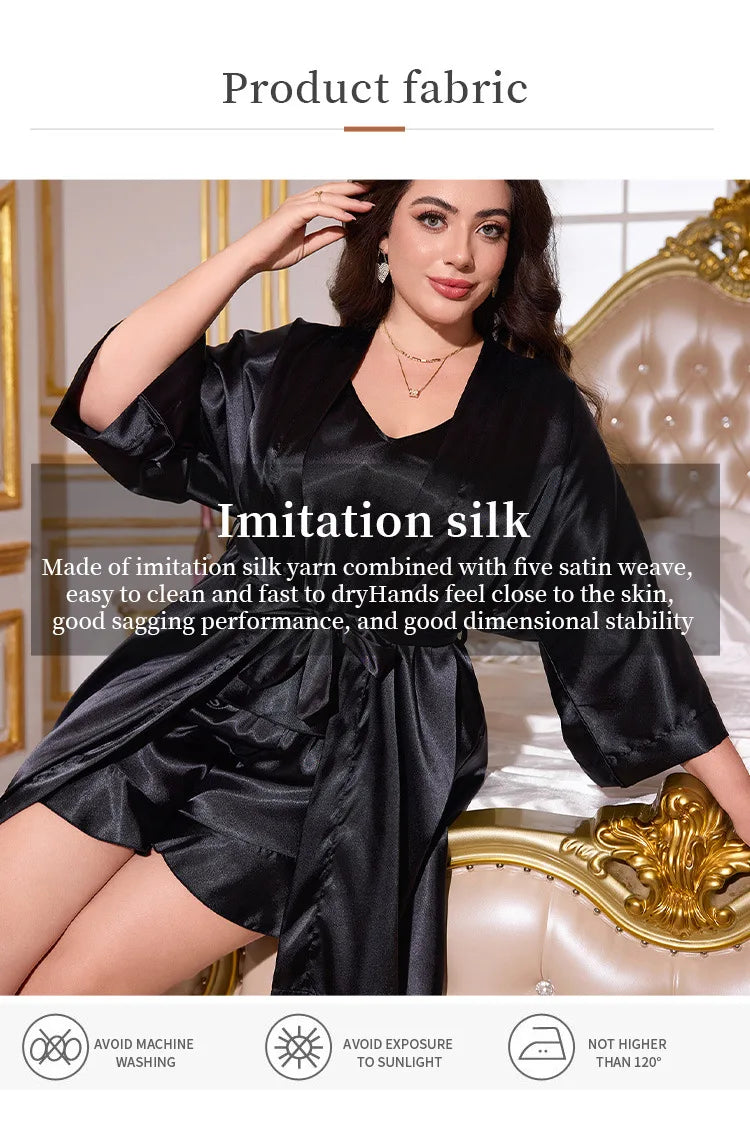 Satin Three Piece Pajama Set