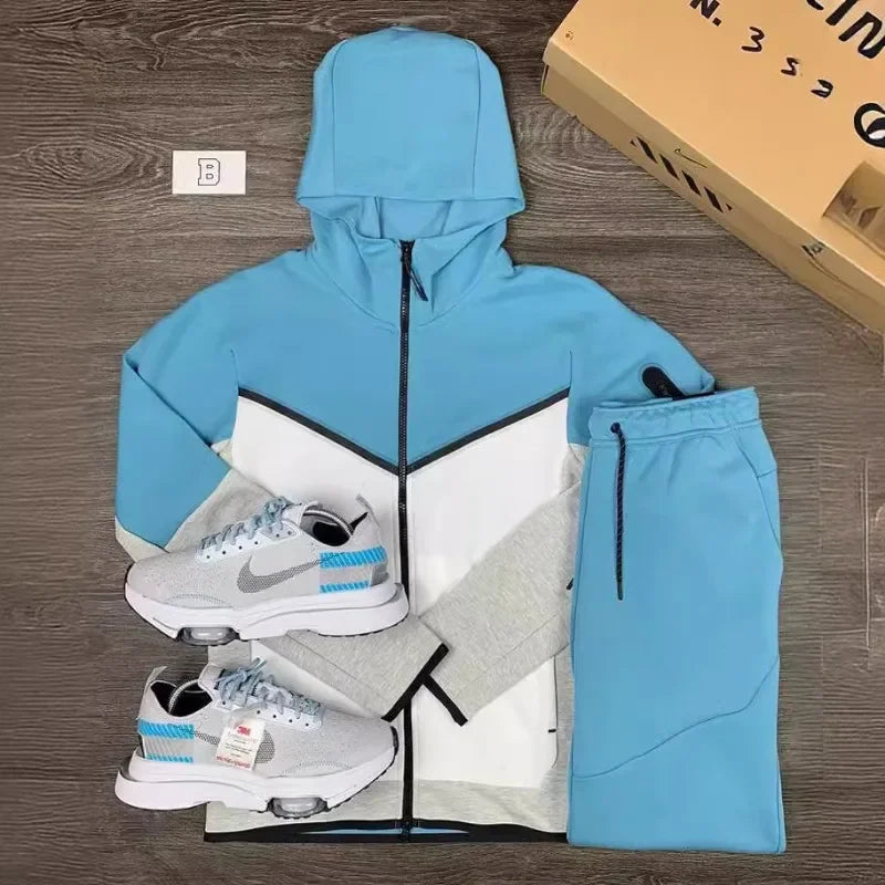 Luxury Brand Men Tracksuits 2-piece Set Black Sports Suit Tracksuits Jogging Men's Clothing Sweatpants Zip Sweatshirts Techwear