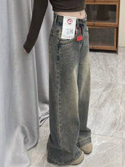 Vintage Wide-leg Jeans Women's Spring Summer New Loose-fit Slimming Draped Versatile Trailing Straight-leg Trousers